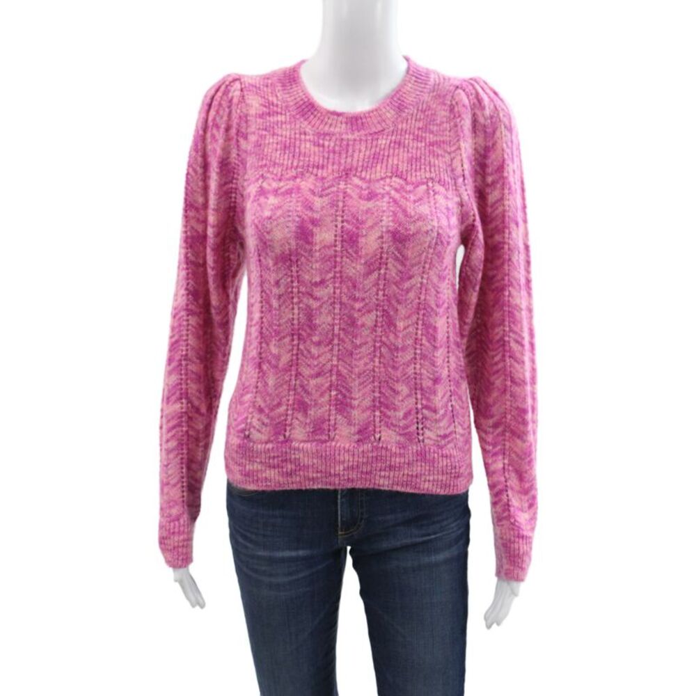 Allison Womens Pink Geometric Crewneck Pullover Sweater Long Sleeve Size XS